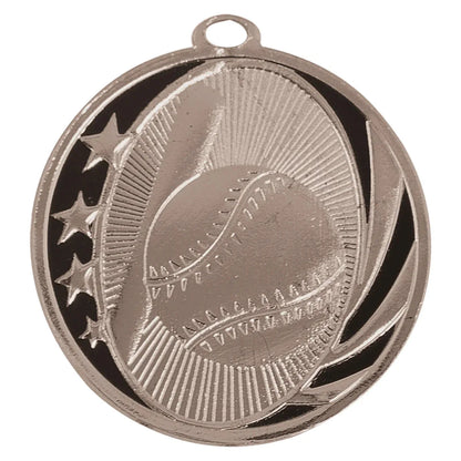 Bright Silver 2" Baseball/Softball Laserable MidNite Star Medal
