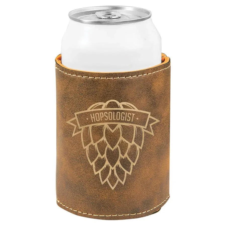 Rustic/Gold 3 3/4" Laserable Leatherette Beverage Holder