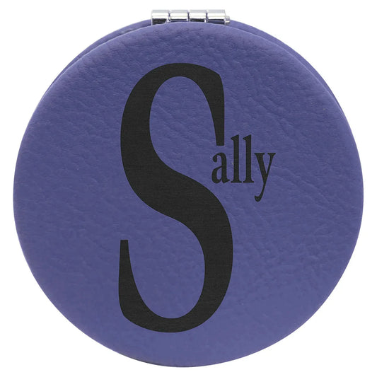 Purple 2 1/2" Laserable Leatherette Compact Mirror