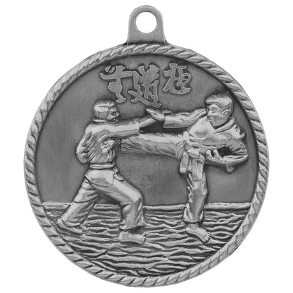 Antique Silver 2" Martial Arts High Relief Medal