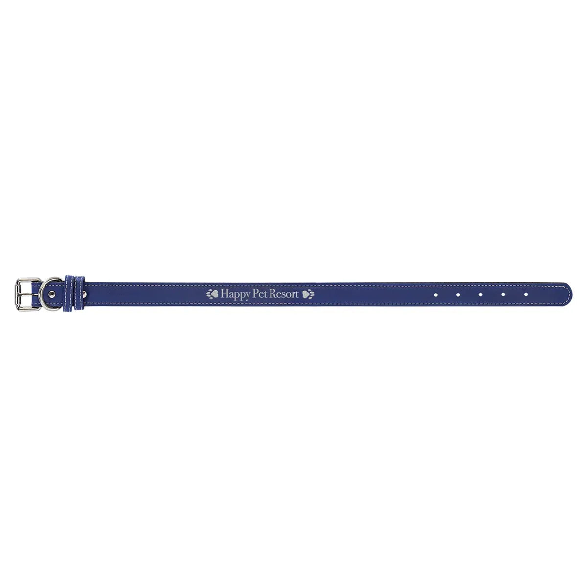 Blue/Silver Large 23" x 1" Laserable Leatherette Dog Collar