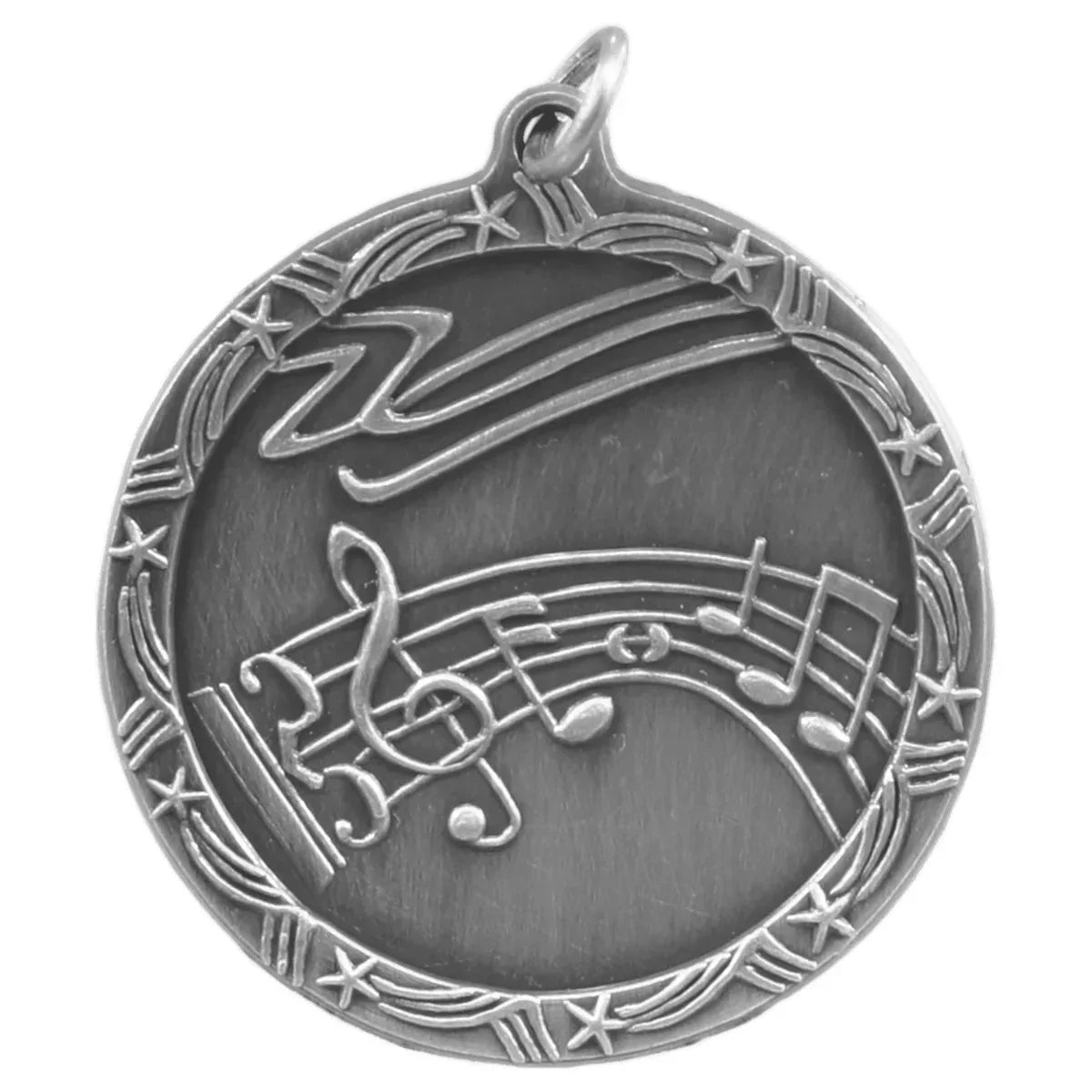 Antique Silver 1 3/4" Music Shooting Star Medal