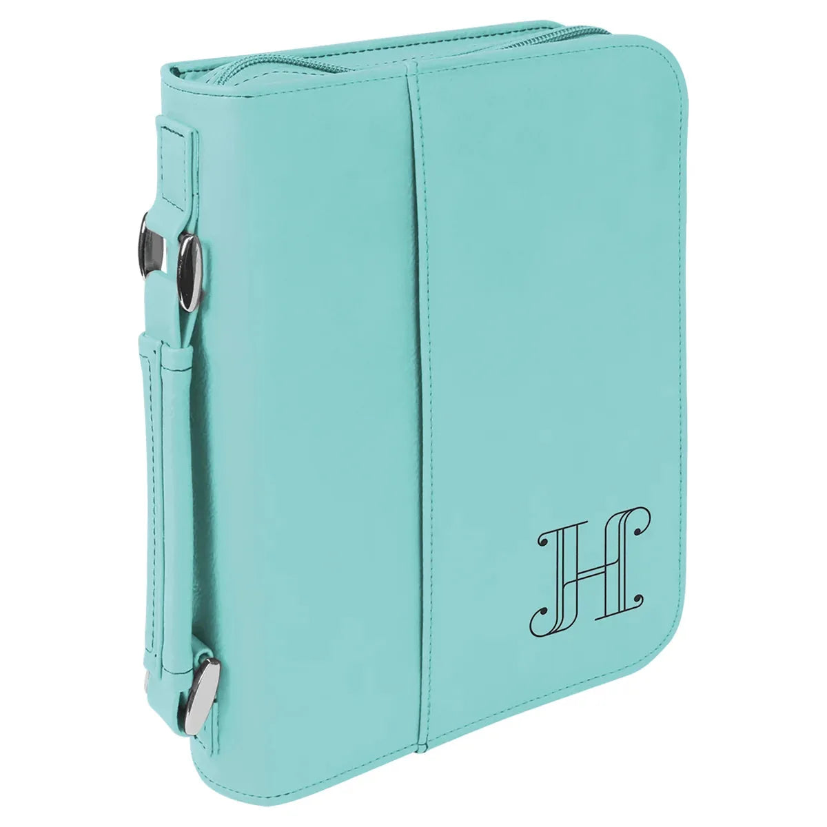 Teal 6 3/4" x 9 1/4" Leatherette Book/Bible Cover with Handle & Zipper