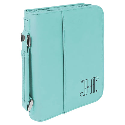 Teal 6 3/4" x 9 1/4" Leatherette Book/Bible Cover with Handle & Zipper