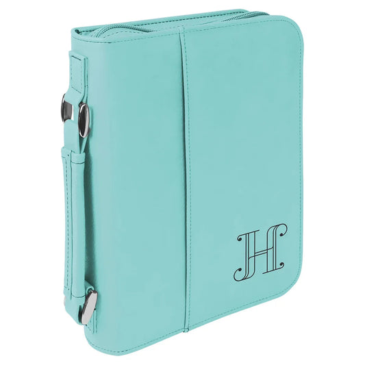 Teal 6 3/4" x 9 1/4" Leatherette Book/Bible Cover with Handle & Zipper