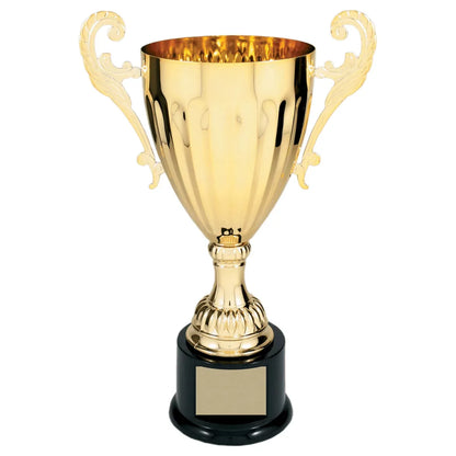 Gold 12" Completed Metal Cup Trophy on Plastic Base