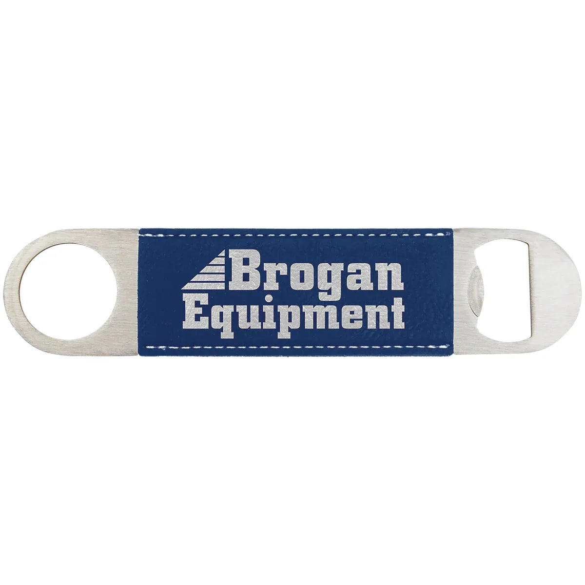 Blue/Silver 1 1/2" x 7" Laserable Leatherette Bottle Opener