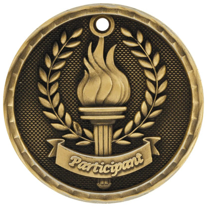 Antique Gold 2" 3D Participant Medal