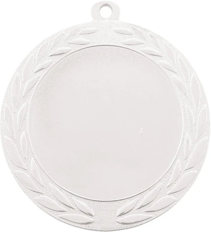 Bright Silver 2 3/4" Wreath 2" Insert Holder Medal