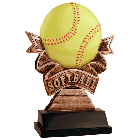 7" Softball Ribbon Resin