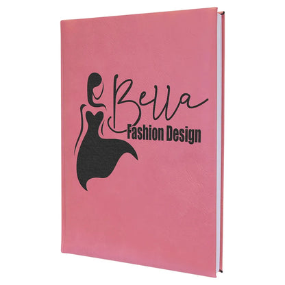 Pink 7" x 9 3/4" Laserable Leatherette Sketch Book with Unlined Notepad