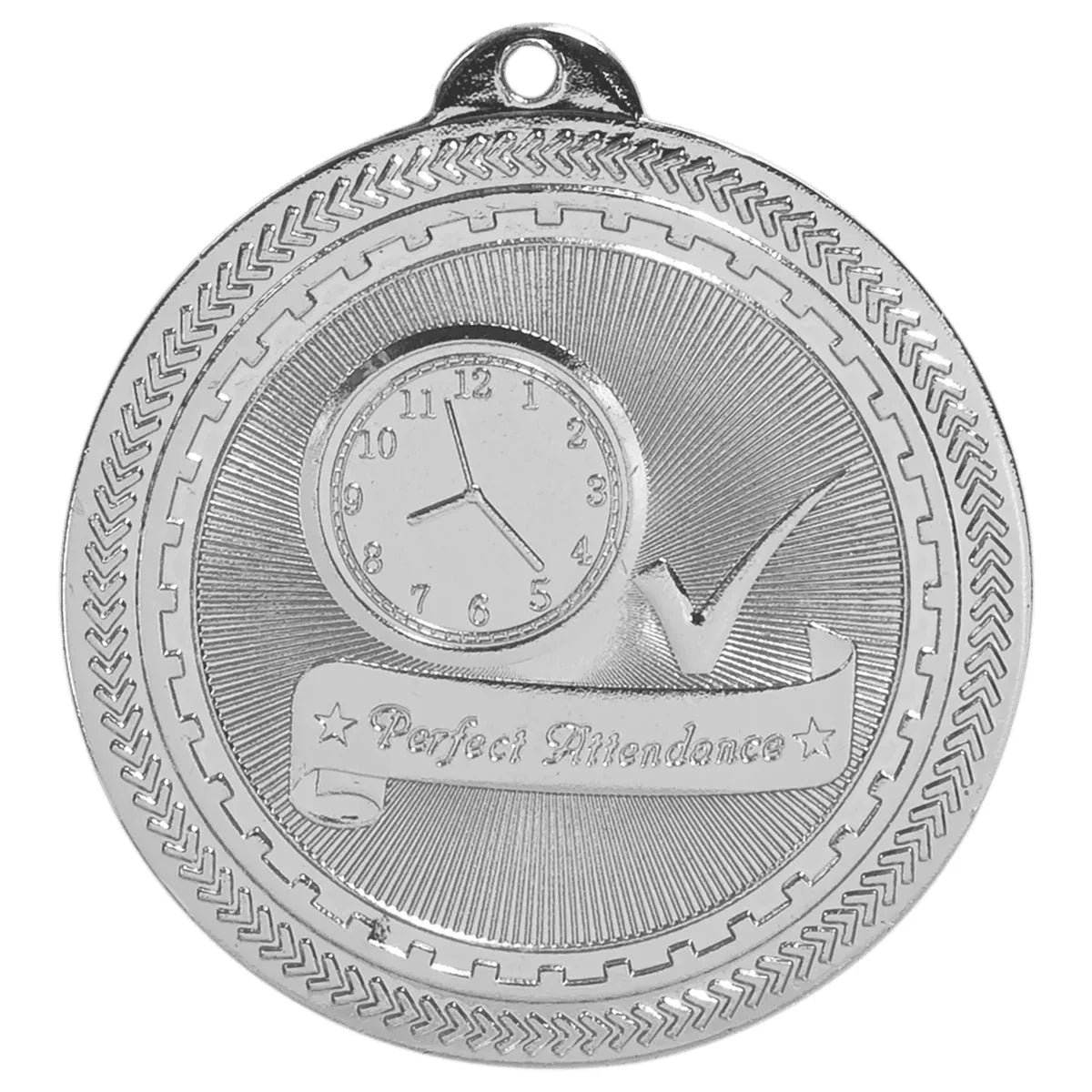 Bright Silver 2" Perfect Attendance Laserable BriteLazer Medal