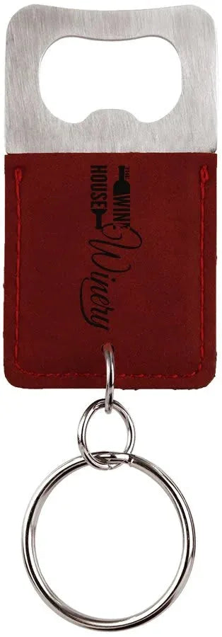 Rose Rectangle Laserable Leatherette Bottle Opener Keychain