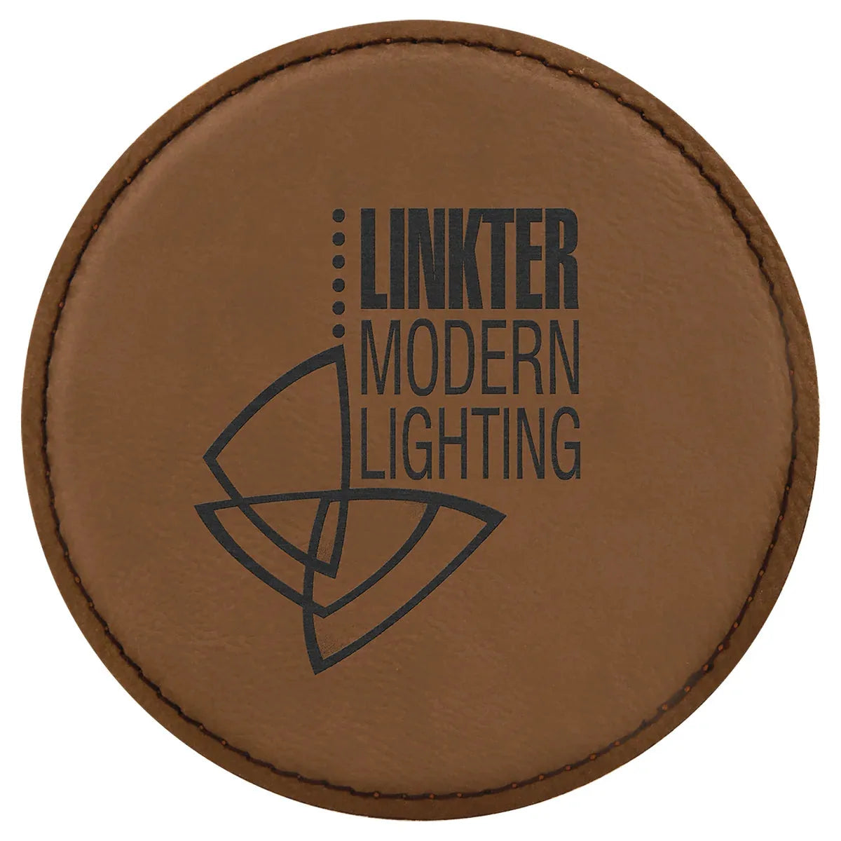 Dark Brown 4" Round Laserable Leatherette Coaster