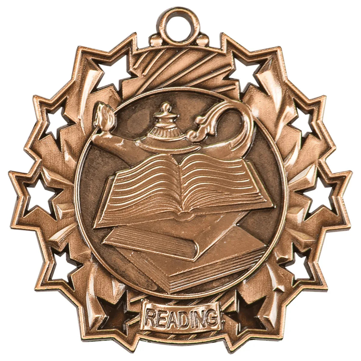 Antique Bronze 2 1/4" Reading Ten Star Medal