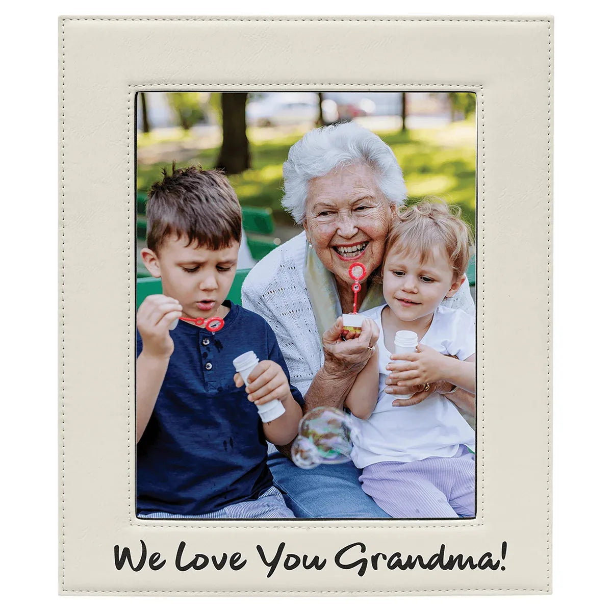 White 8" x 10" Laserable Leatherette Photo Frame