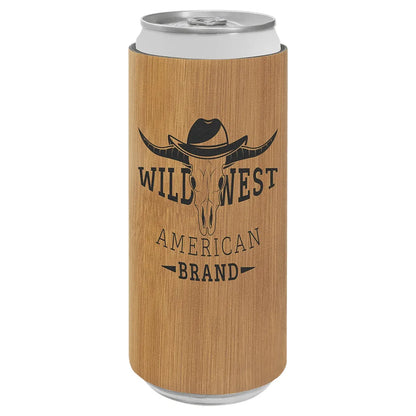 Bamboo Laserable Leatherette Slim Beverage Holder