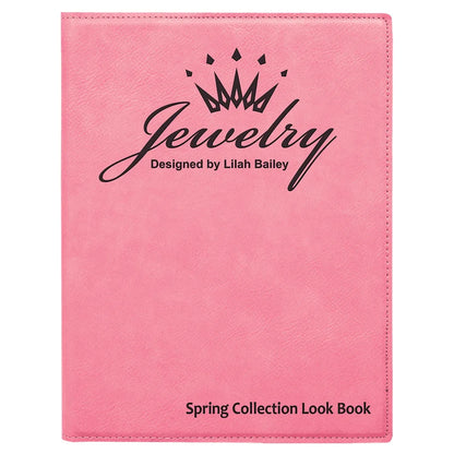 Pink 7" x 9" Laserable Leatherette Small Portfolio with Notepad