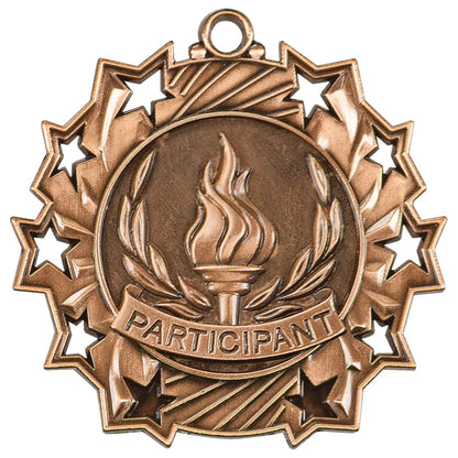Antique Bronze 2 1/4" Participant Ten Star Medal
