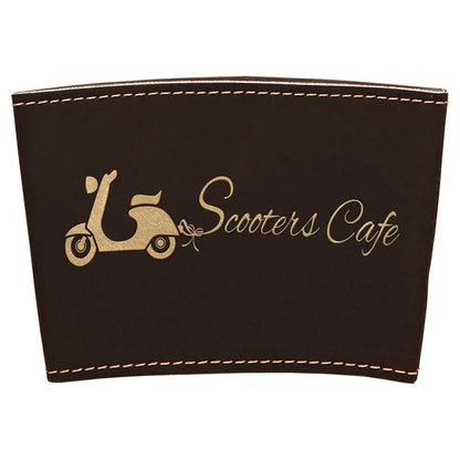 Black/Gold 3" Laserable Leatherette Mug Sleeve