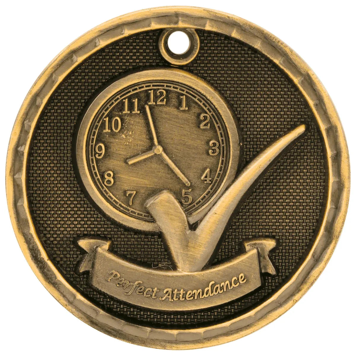 Antique Gold 2" 3D Perfect Attendance Medal