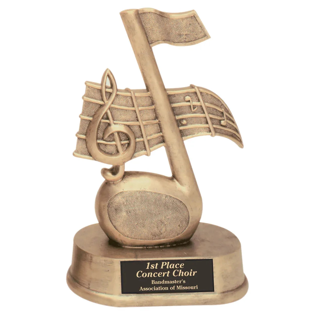 7 3/4" Antique Gold Music Note Resin