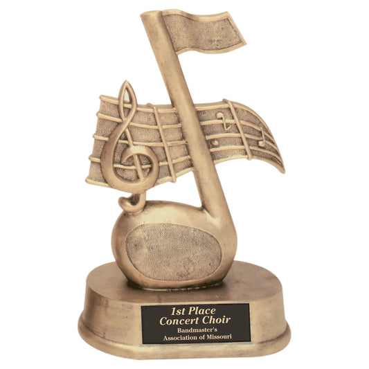 7 3/4" Antique Gold Music Note Resin