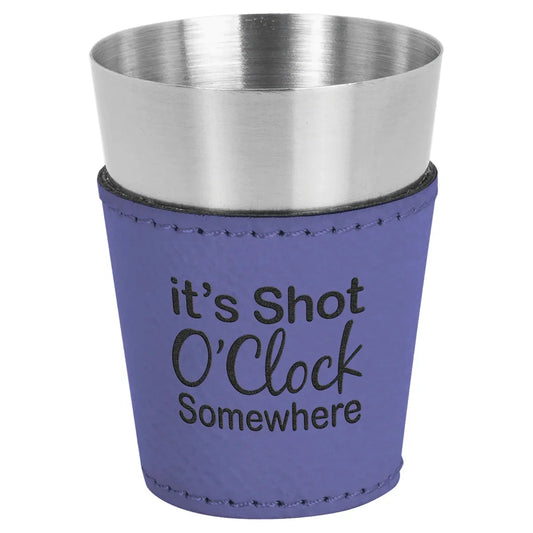 Purple Laserable Leatherette & Stainless Steel 2 oz. Shot Glass