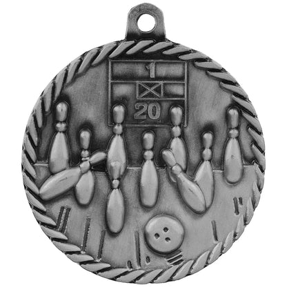 Antique Silver 2" Bowling High Relief Medal