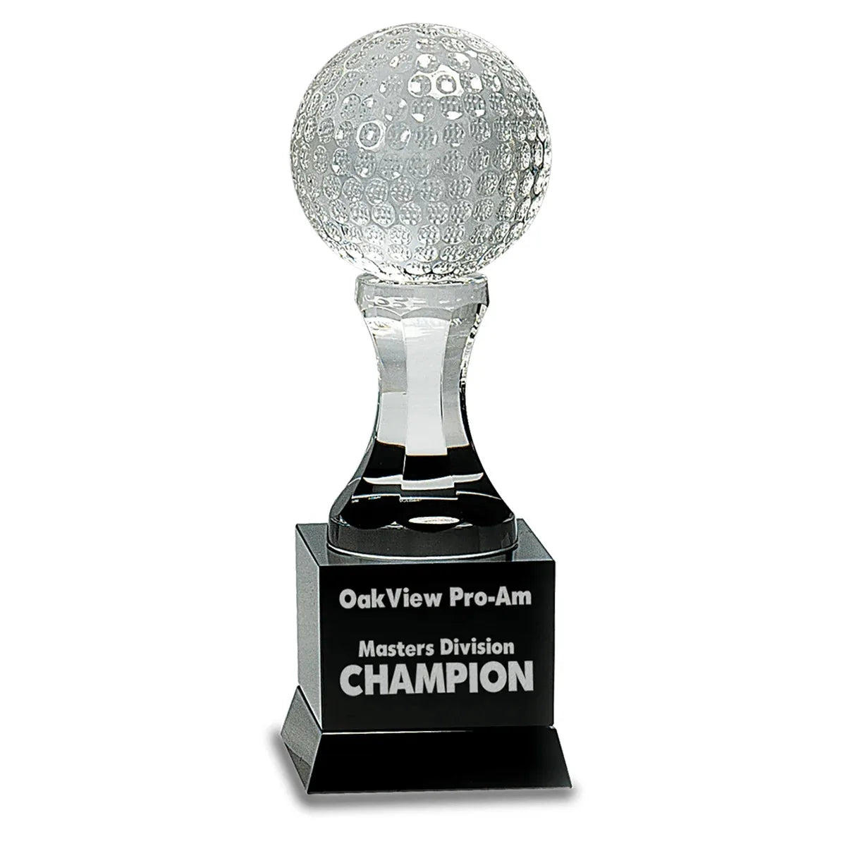 9" Crystal Golf Ball on Black Pedestal Base