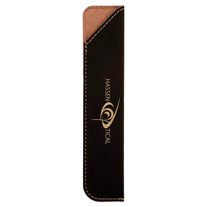 Black/Gold 6 1/4" Laserable Leatherette Pen Sleeve