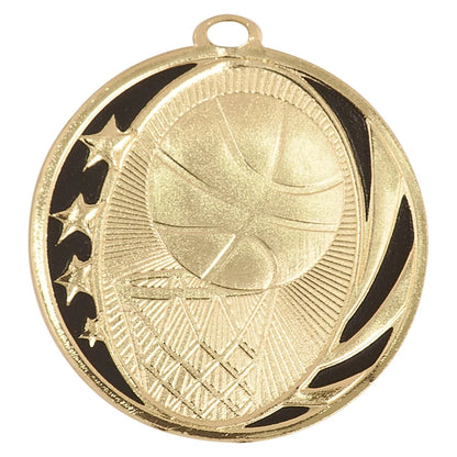 Bright Gold 2" Basketball Laserable MidNite Star Medal