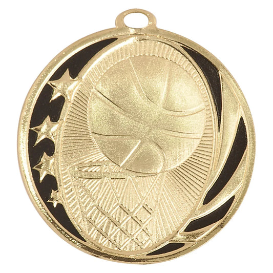 Bright Gold 2" Basketball Laserable MidNite Star Medal