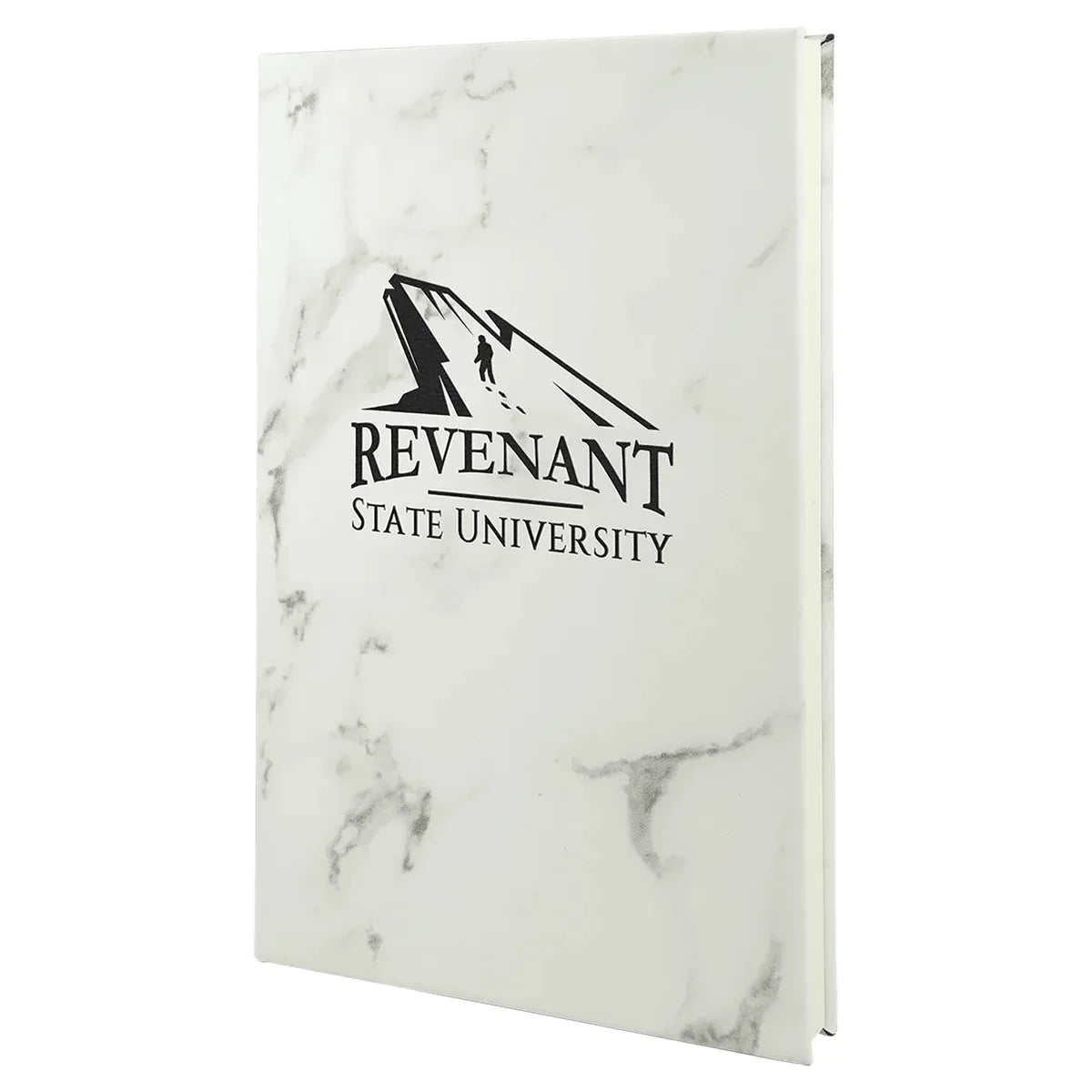 White Marble 5 1/4" x 8 1/4" Laserable Leatherette Journal with Lined Notepad