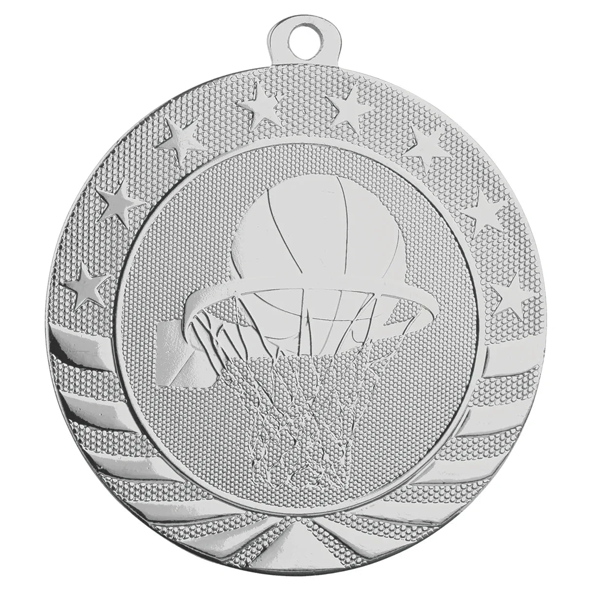 Bright Silver 2 3/4" Basketball Starbrite Medal