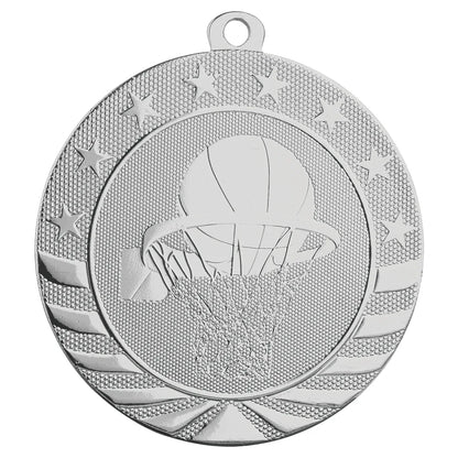 Bright Silver 2 3/4" Basketball Starbrite Medal
