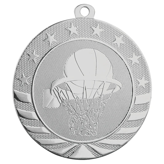 Bright Silver 2 3/4" Basketball Starbrite Medal
