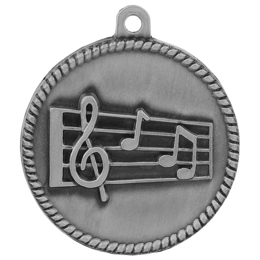 Antique Silver 2" Music High Relief Medal