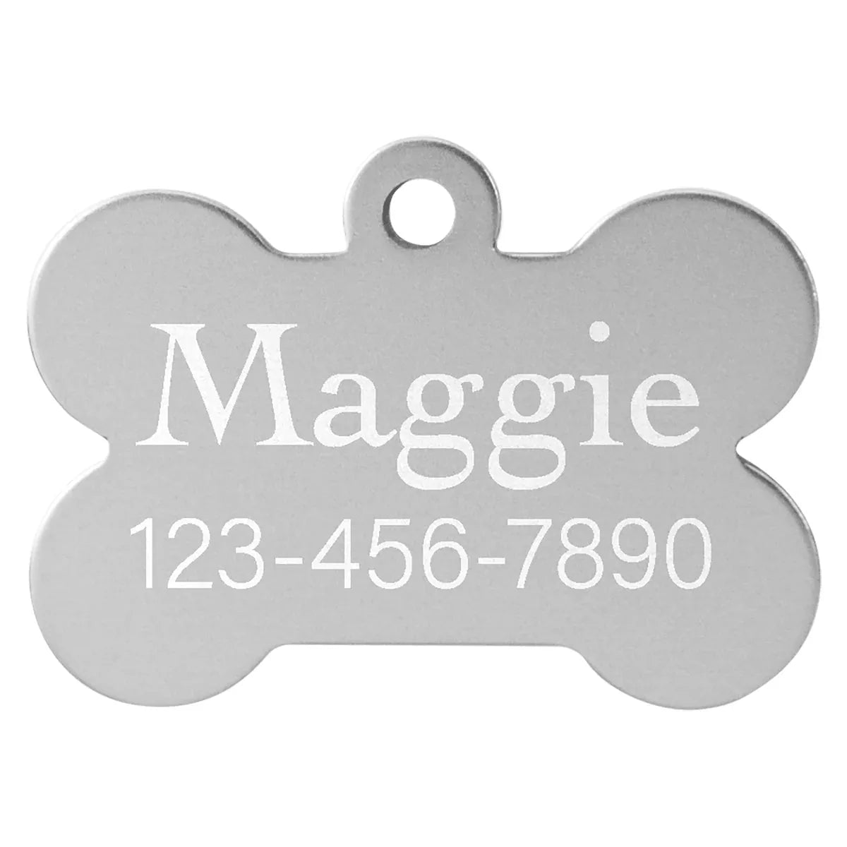 Silver 1 1/4" x 3/4" Laserable Anodized Aluminum Bone Pet Tag