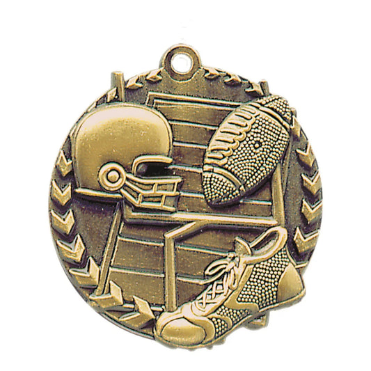 Antique Gold 1 3/4" Football Millennium Medal