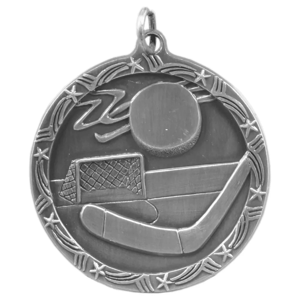 Antique Silver 1 3/4" Hockey Shooting Star Medal