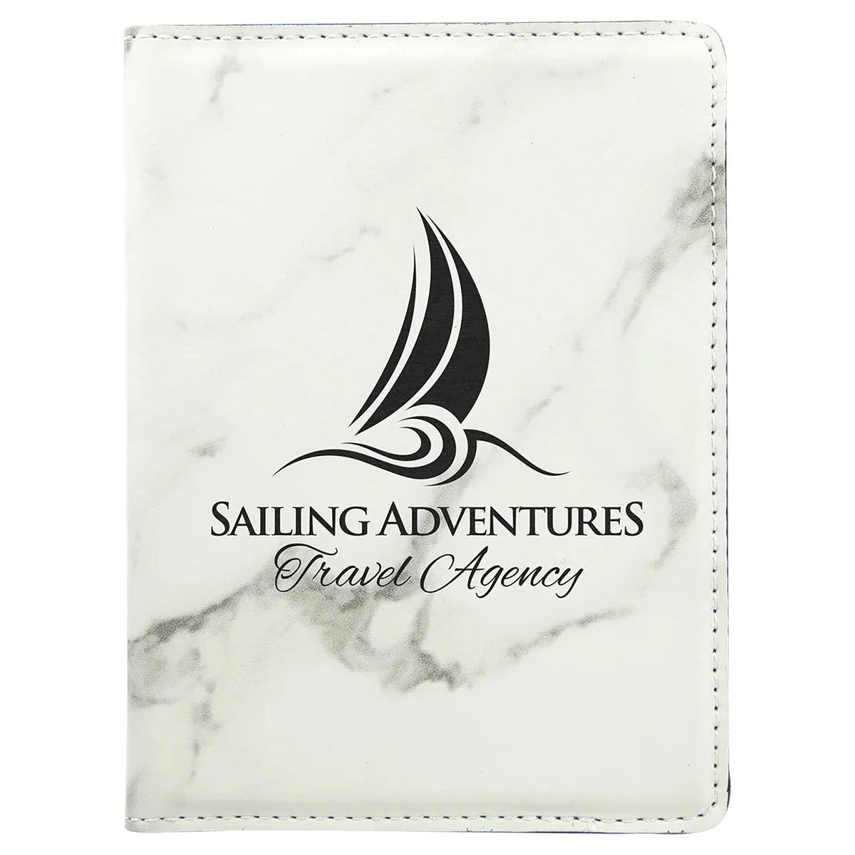 White Marble 4 1/4" x 5 1/2" Laserable Leatherette Passport Holder
