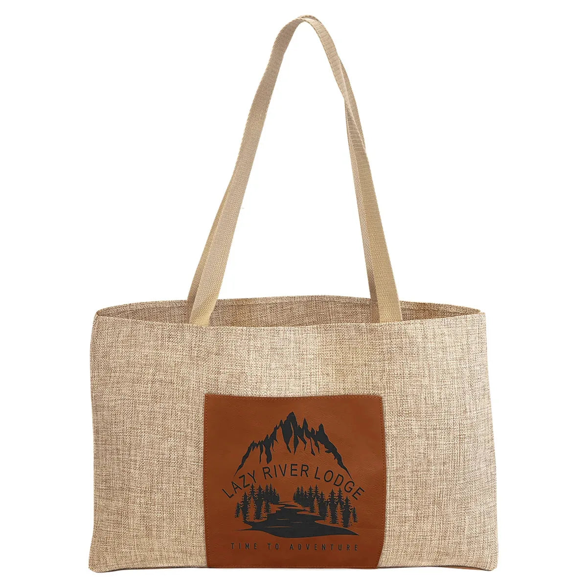 Rawhide 19" x 12" Burlap Bag with 5" Laserable Leatherette Gusset