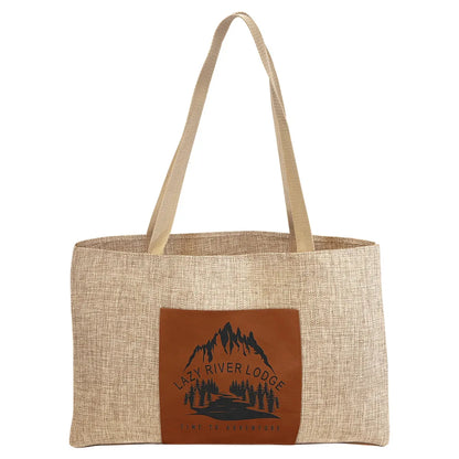 Rawhide 19" x 12" Burlap Bag with 5" Laserable Leatherette Gusset