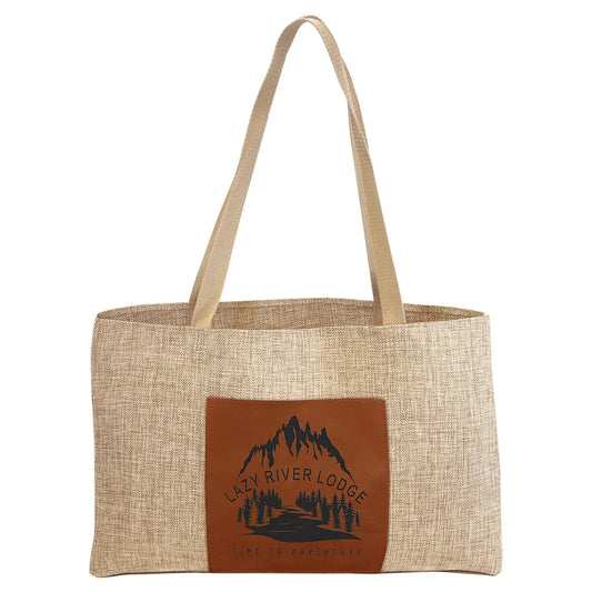 Rawhide 19" x 12" Burlap Bag with 5" Laserable Leatherette Gusset