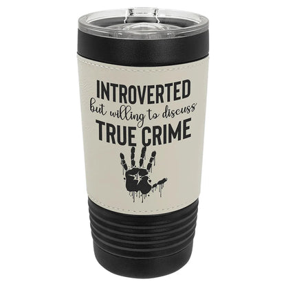 Black with White Polar Camel 20 oz. Leatherette Tumbler with Slider Lid