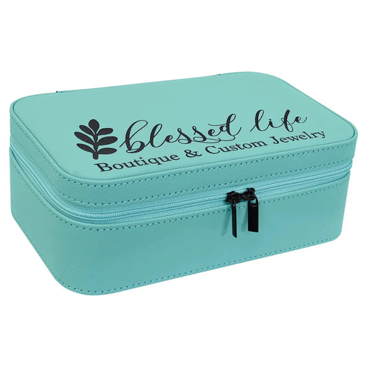 Teal 7 1/2" X 4 1/2" Laserable Leatherette Jewelry Box