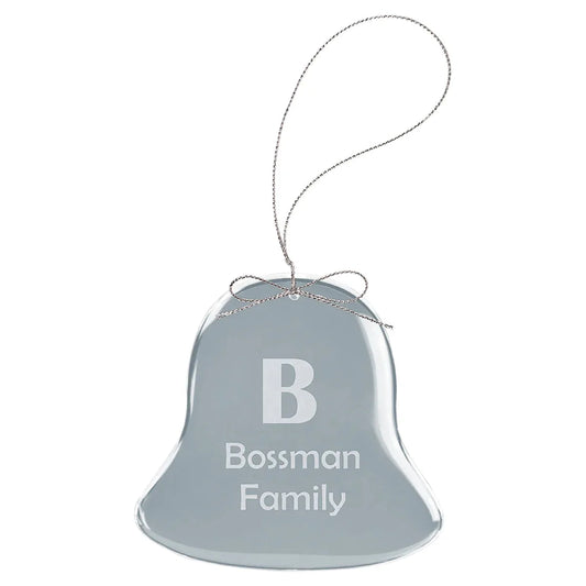 Clear Bell Glass Ornament with Silver 3" String