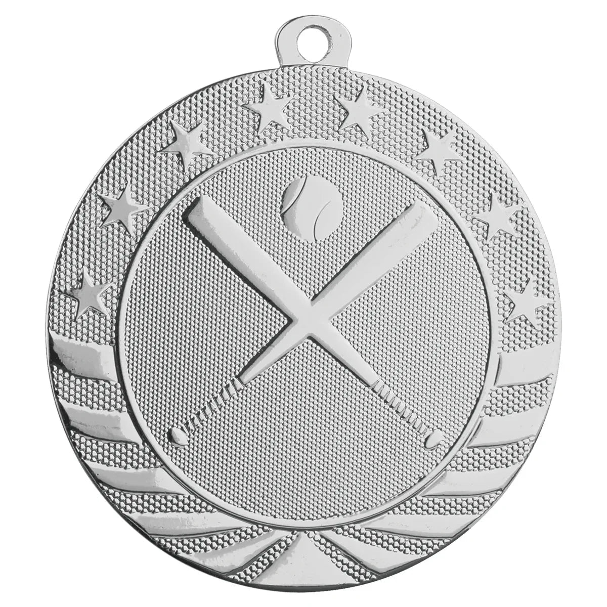 Bright Silver 2 3/4" Baseball/Softball Starbrite Medal