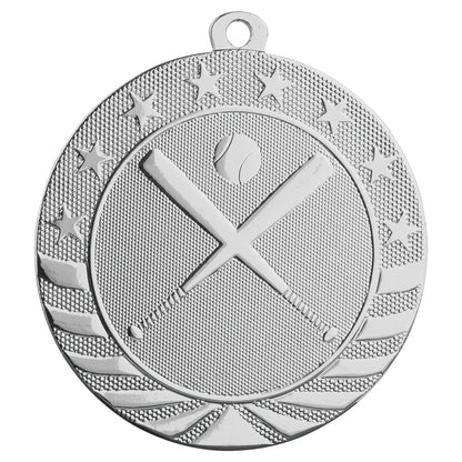 Bright Silver 2 3/4" Baseball/Softball Starbrite Medal